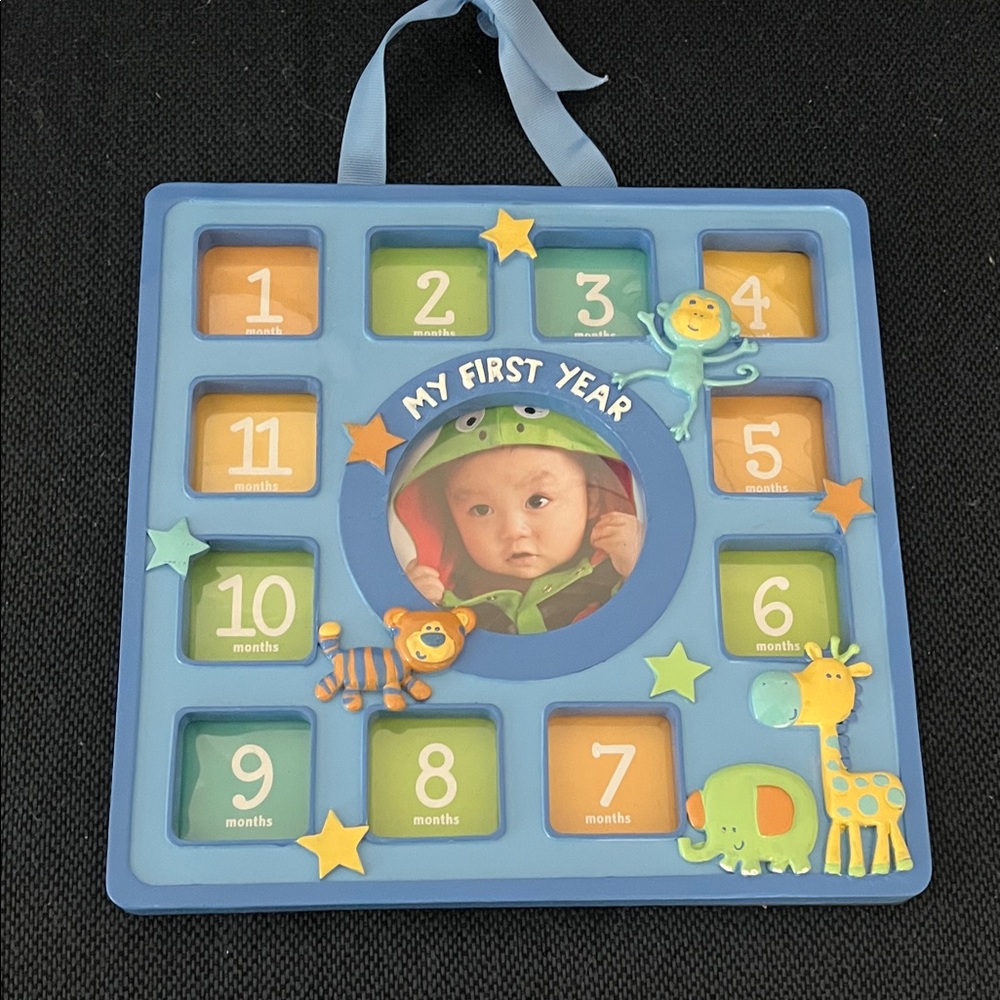 Blue and Orange Baby Photo Frame - My First Year